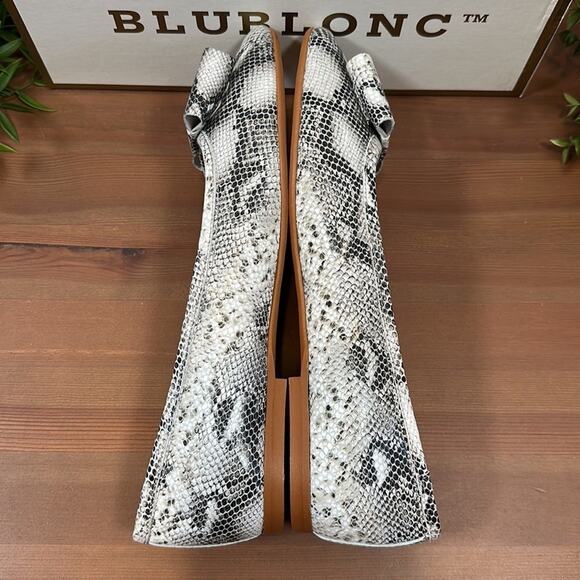 BluBlonc Maya Snake Leather Pointed-Toe Bow Flats Size 38 US 8 - Picture 8 of 10